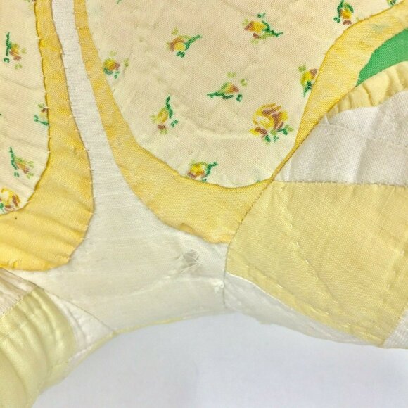 Vintage Handmade Quilted Patchwork 16" Teddy Bear  Yellow Scrapper Cutter Craft - Picture 6 of 12